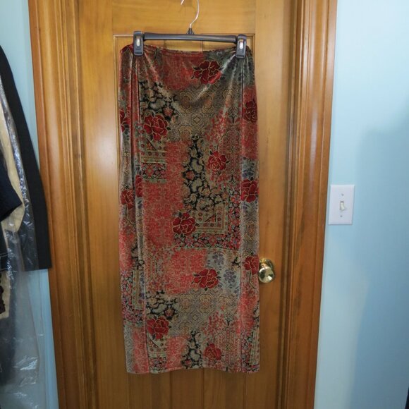 VTG Boston Proper Multicolored Midi Skirt Velveteen Lined Size Large - Picture 2 of 7